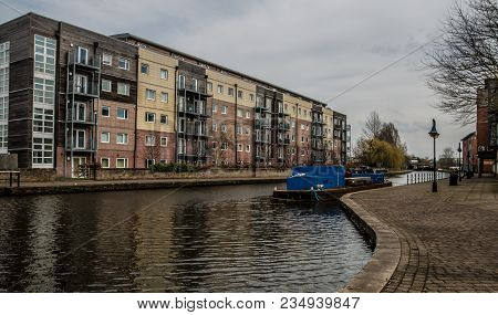 The Modern Flats On The Towpath Of The Leeds Liverpool Canal In Wigan
