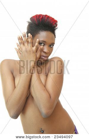 Black Female Topless Pose