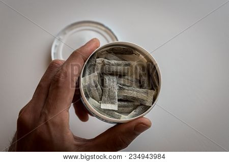 Snus - A Box Of Snus, A Moist Powder Tobacco Product Widely Consumed In Norway And Sweden And Among 