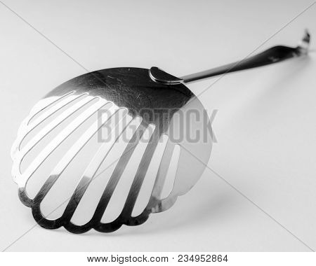 Skimmer Fry Ladle On Isolated White Background For Kitchen