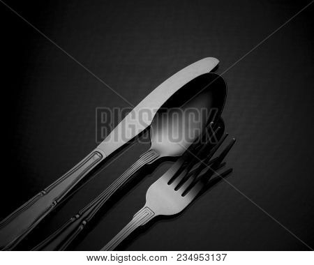 Cutlery Set Fork Knife And Spoon Isolated On White Background Utensils Used In Kitchens