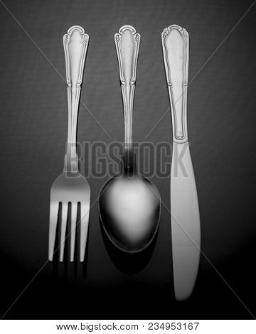 Cutlery Set Fork Knife And Spoon Isolated On White Background Utensils Used In Kitchens