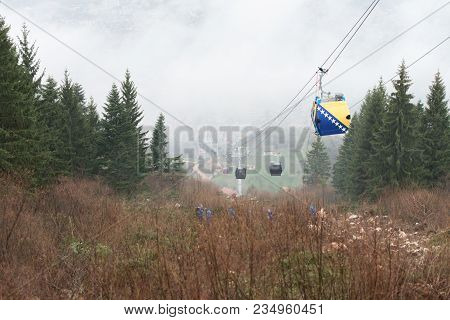 Alpinist Is Rescue People Exercise On Gondola Car
