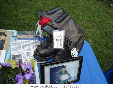 Combat Boots That Belonged To Casey Sheehan, Son Of Cindy Sheehan, Iraq War Protest Demonstration, G