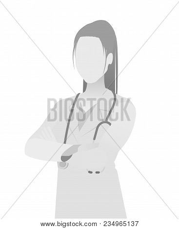 Default Placeholder Doctor Half-length Portrait Photo Avatar.  Gray Color