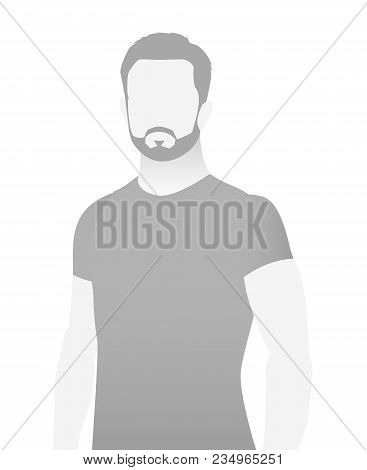 Default Placeholder Fitness Trainer In A T-shirt. Half-length Portrait Photo Avatar. Gray Color
