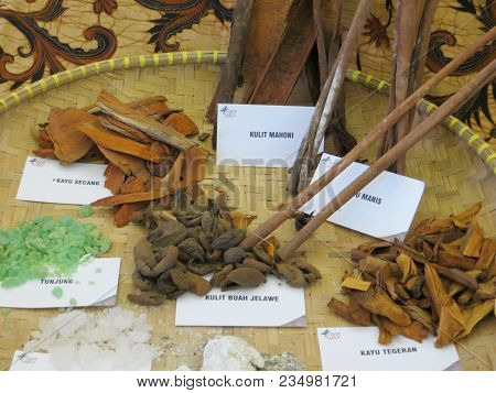 Jakarta, Indonesia - June 8, 2017: A Few Of Indonesian Traditional Herbs For Making Batik Dye.
