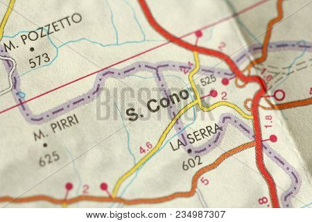 S. Cono. Map. The Islands Of Sicily, Italy.