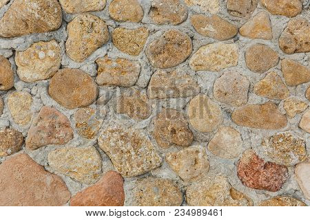 Texture Backdrop Background Stone Pavement Paving Slab Of Gray, Brown, Orange, Pastel Colors From Ro
