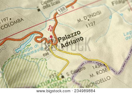 Palazzo Adriano. Map. The Islands Of Sicily, Italy.