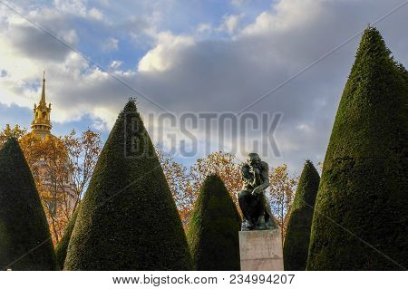 Paris, France - November 2017: The Thinker In Rodin Museum In Paris
