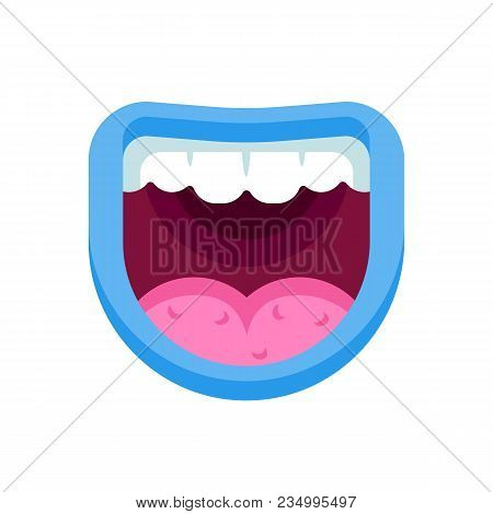 Comic Monster Mouth With Teeth. Cartoon Monster Mouth With Emotions, Teeth, Tongue And Lips. Parts O