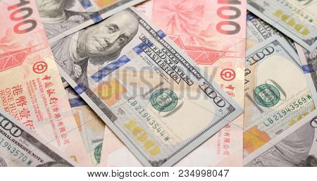 USD and HKD paper banknote 