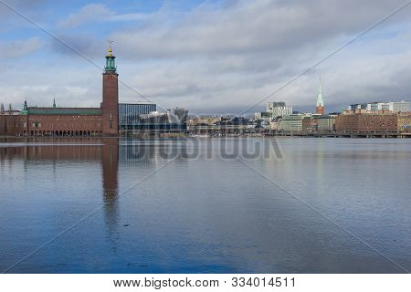 Stockholm, Sweden - March 09, 2019: Cityscape Of Modern Stockholm With City Hall