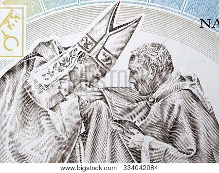 John Paul Ii With Cardinal Wyszynski Portrait From Polish Money