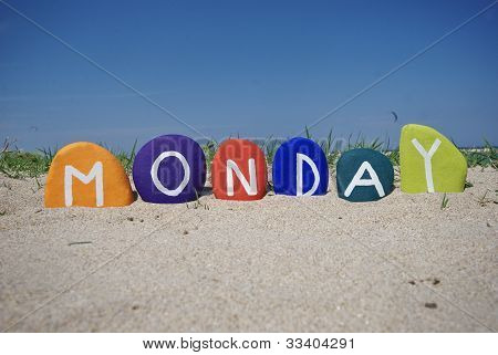 Monday, first day of the week on colourful stones