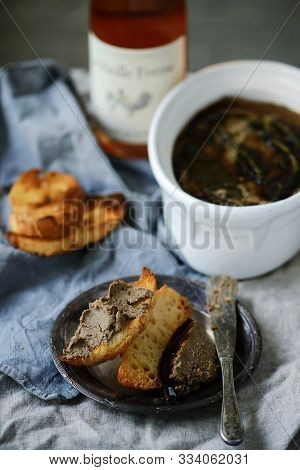 Duck Liver Pate. Style Vintage. Selective Focus