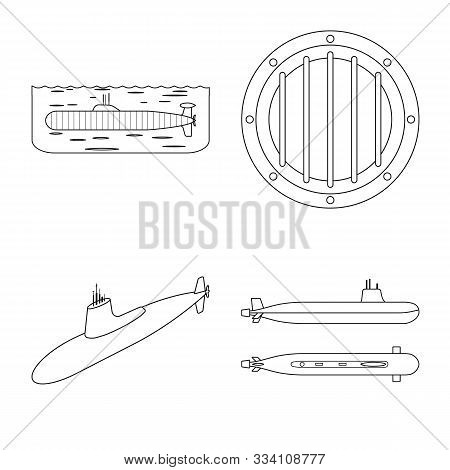 Isolated Object Of Boat And Navy Logo. Set Of Boat And Deep Vector Icon For Stock.