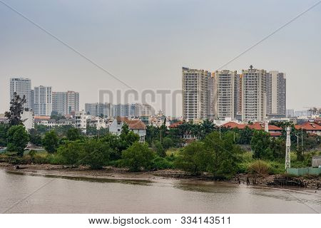 Ho Chi Minh City Vietnam - March 12, 2019: Song Sai Gon River. Development Of Better Housing And Hig