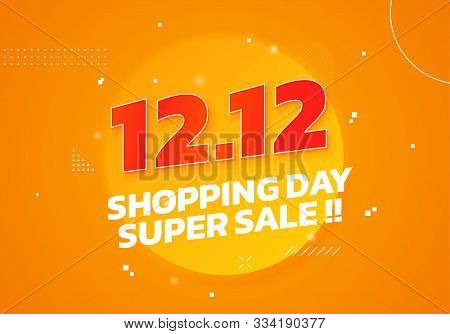 12.12 World Shopping Day Super Sale Poster. Double 12 December Online Shop Social Media Banner Promo