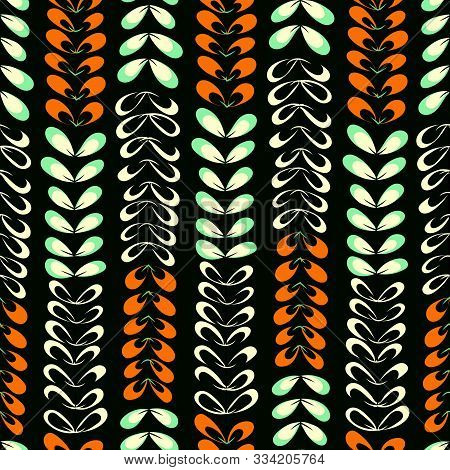 Green Vertical Leaf Pattern. A Seamless Tile Which Repeats From All Sides.