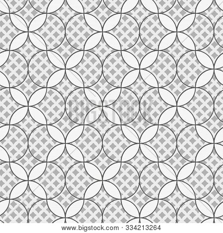A Seamless Vector Pattern With Geometric Abstract Ornament In Grey Colors. Surface Print Design.