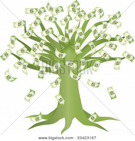 Illustrazione di albero verde soldi