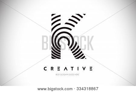 K Lines Warp Logo Design.vector Letter Icon Made With Circular Lines.