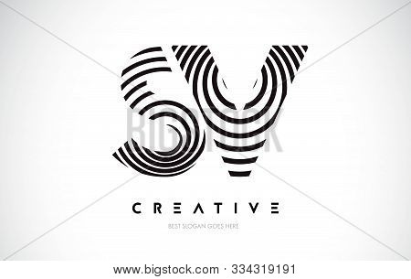 Sv Lines Warp Logo Design.vector Letter Icon Made With Circular Lines.
