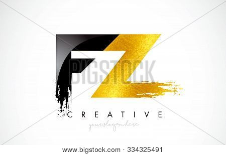 Fz Letter Design With Brush Stroke And Modern 3d Look Vector Illustration.