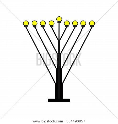 Triangular Chanukiah Hasidic. Jewish Holiday Hanukkah. Illustration On Isolated Background.