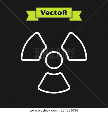 White Line Radioactive Icon Isolated On Black Background. Radioactive Toxic Symbol. Radiation Hazard