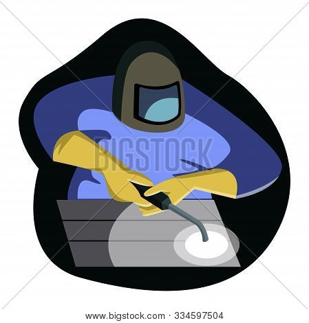 Vector Isolated Illustration With The Process Of Welding Metal High Carbon Products By Worker In Spe