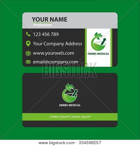 Dark Grey And Green  Modern Business Card