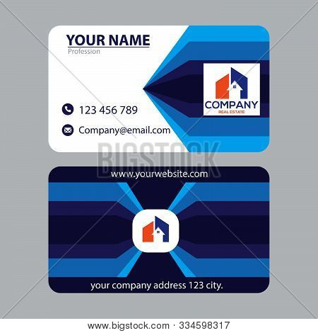 Blue Architectural Abstract Business Card For Person Or Company