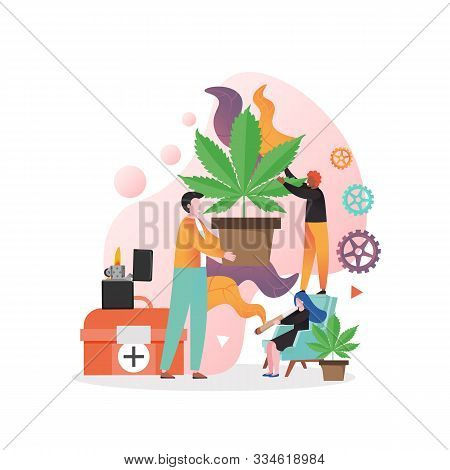 Hemp Consumption Vector Concept For Web Banner, Website Page