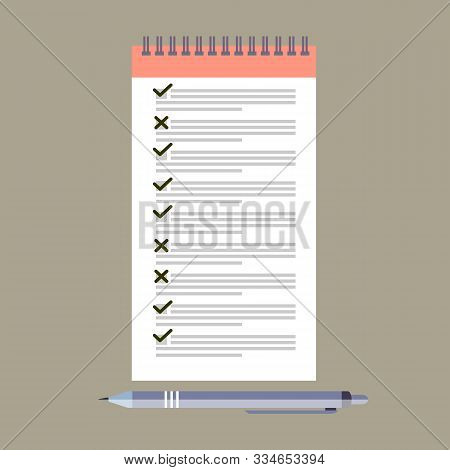 Notebook, Pencil And Pen. Stock Flat Vector Illustration