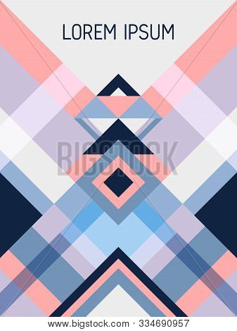 Checkered Cover Page Layout Vector Template Geometric Design With Triangles And Stripes Pattern. Fol