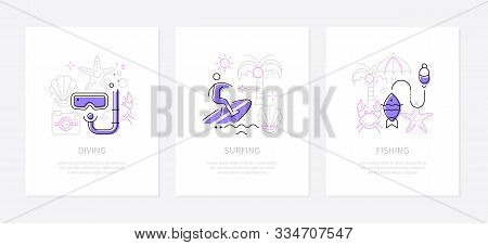 Leisure Activities And Sport - Line Design Style Banners