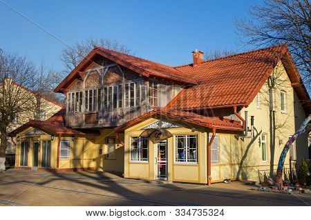 Zelenogradsk, Kaliningrad Region, Russia - April 02, 2019: Typical Old Historic German Building With