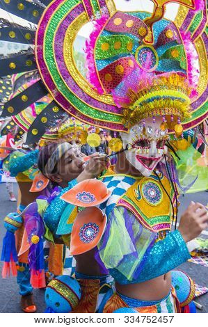 Bacolod , Philippines - Oct 28 : Participants In The Masskara Festival In Bacolod Philippines On Oct