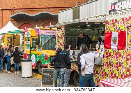 Buenos Aires, Argentina - September 8, 2018: People At Masticar Food Market