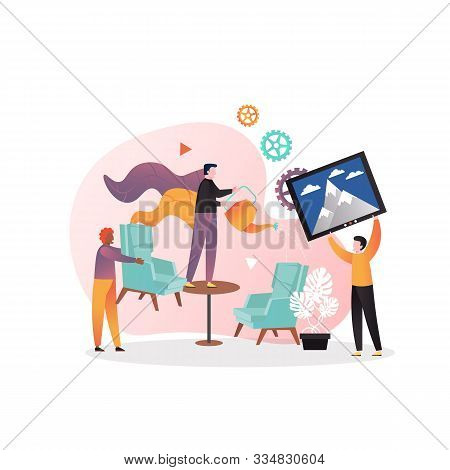 Home Interior Design Services Vector Concept For Web Banner, Website Page