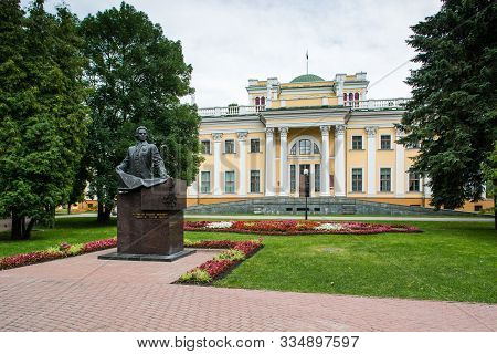Gomel, Belarus - July 09 2015: Statue Of Rumyantsev Nikolai In Gomel City Park Near By Palace, Belar