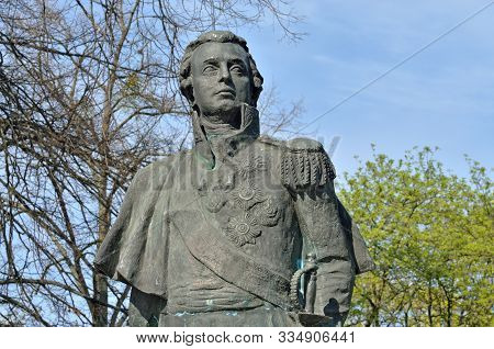 Kaliningrad, Russia - April 20, 2019: Monument To The Great Russian Commander Mikhail Illarionovich