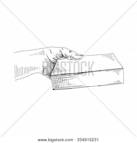 Hand With Knife Hand Drawn Sketch Illustration
