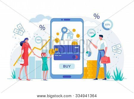 Real Estate Agent Working With Customers. Businessman Cartoon Character Demonstrate Property Offers 