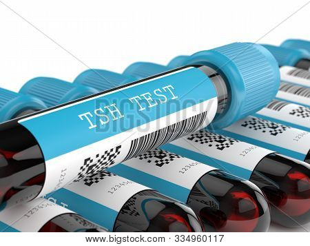 3d Render Of Tsh Test Blood Tubes Over White Background
