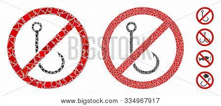 No Fishing Hook Mosaic Of Uneven Elements In Various Sizes And Color Hues, Based On No Fishing Hook 