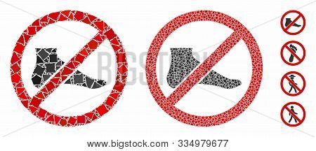 No Barefoot Composition Of Raggy Elements In Different Sizes And Shades, Based On No Barefoot Icon. 